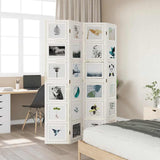 Room Divider 4 Panels White Solid Wood Paulownia 358691