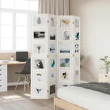 Room Divider 4 Panels White Solid Wood Paulownia 358691