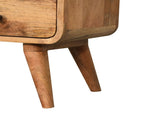 Solid Wood Mini Curved Oak-ish Media Unit, 2 Drawers and Open Slot, Brown B2743P403444