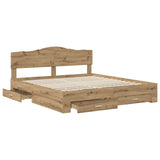 Bed Frame with Drawer Artisan Oak 180 x 200 cm Engineered Wood 3413167