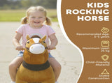 Ride On Horse, Plush Walking Horse Toy with Wheels and Saddle for Ages 3-5 Years Old, Brown T3398P422161