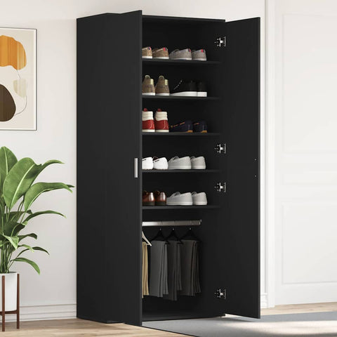 Shoe Cabinet with Door Black 80 x 39 x 180 cm Engineered wood 3333867