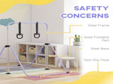 Adjustable Height, Foldable Kids Gymnastics Bar w/ Non-slip Rubber Floor Rings, for 3 Years, Purple T3398P378983