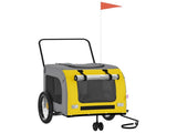 Pet Bike Trailer Yellow and Grey Oxford Fabric and Iron 93861