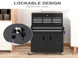 Portable Tool Box, Metal Tool Chest on Wheels with 6 Drawers for Garage and Workshop, Black T3398P344498
