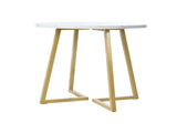 Modern metal frame marble pattern round coffee table with gold stand, suitable for N639P212599G