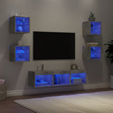 7 Piece TV Wall Units with LED Concrete Grey Engineered Wood 3216586