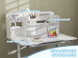 Height Adjustable Kids Desk and Chair Set, Children School Study Desk with Tiltable Desktop, Reading T3398P347976