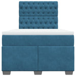 Box Spring Bed with Mattress Blue 120x190 cm Small Double Velvet 3290868