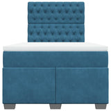 Box Spring Bed with Mattress Blue 120x190 cm Small Double Velvet 3290868