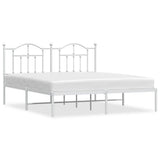 Metal Bed Frame without Mattress with Headboard White 160x200cm 353491
