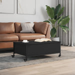 ZNTS Coffee Table with Wheels Black 91x55x34 cm Engineered Wood 842296