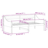 ZNTS Day Bed without Mattress White 75x190 cm Small Single Solid Wood Pine 842843