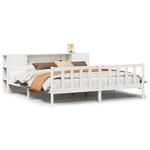 ZNTS Bookcase Bed without Mattress White 180x200 cm Super King Solid Wood Pine 3322093
