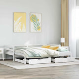 Daybed with Trundle and Drawers without Mattress White 90x190 cm Single 3302147