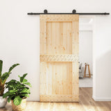 Sliding Door with Hardware Set 95x210 cm Solid Wood Pine 3203074