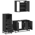 ZNTS 3 Piece Bathroom Furniture Set Black Engineered Wood 3301010