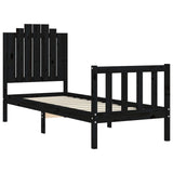 Bed Frame without Mattress Black Small Single Solid Wood Pine 3192260
