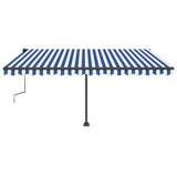 Freestanding Manual Retractable Awning 450x350 cm Blue/White 3069836