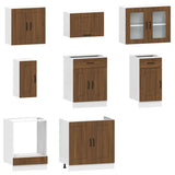 8 Piece Kitchen Cabinet Set Kalmar Brown Oak Engineered Wood 3314828