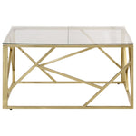 ZNTS Coffee Table Gold Stainless Steel and Tempered Glass 349946