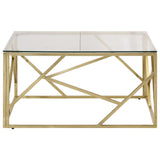ZNTS Coffee Table Gold Stainless Steel and Tempered Glass 349946