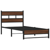 Metal Bed Frame without Mattress Brown Oak 100x200 cm 4017321