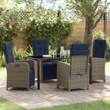 Garden Dining Set with Cushion 5 pcs Grey Poly Rattan 3380361