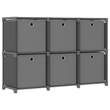 6-Cube Display Shelf with Boxes Grey 103x30x72.5 cm Fabric 322609