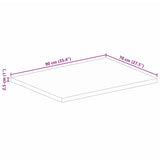 Table Top 90x70x2.5 cm Rectangular Solid Wood Rough Mango 371345