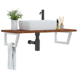 Basin Shelf Wall Mounted Steel and Solid Wood Oak 3302406