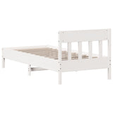 Bed Frame without Mattress White 75x190 cm Small Single Solid Wood Pine 842679