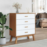 Drawer Cabinet OLDEN White and Brown Solid Wood Pine 358590