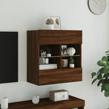 TV Wall Cabinet with LED Lights Brown Oak 58.5x30x60.5 cm 837098
