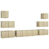 8 Piece TV Cabinet Set Sonoma Oak Engineered Wood 3079029