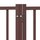 Dog Gate with Door Foldable 9 Panels Brown 450 cm Poplar Wood 3155718