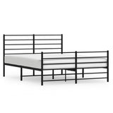 Metal Bed Frame without Mattress with Footboard Black 140x190cm 352337