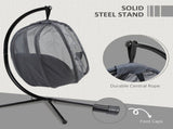 Hanging Egg Chair, Folding Texteline Swing Hammock with Side Pocket, Cushion and Stand for Indoor T3398P318560