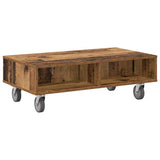 Side Table with Wheels Old Wood 90 x 50 x 30 cm Engineered Wood 891022