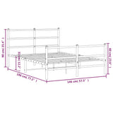 Metal Bed Frame without Mattress with Footboard White 140x190cm 355432