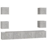 ZNTS 6 Piece TV Cabinet Set Concrete Grey Engineered Wood 3079083