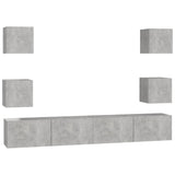 ZNTS 6 Piece TV Cabinet Set Concrete Grey Engineered Wood 3079083