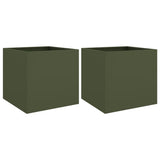 Planters 2 pcs Olive Green 49x47x46 cm Steel 841566