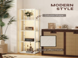 LED Floor Lamp with Glass Shelves, 4 Layers Dimmable Tall Standing Lamp, Modern Column Shelf Floor T3398P376732