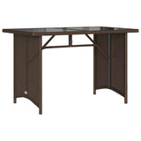 Garden Table with Glass Top Brown 110x68x70 cm Poly Rattan 366351