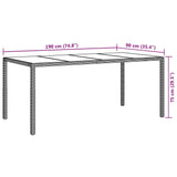 Garden Table Grey 190 x 90 x 75 cm Poly Rattan 362548