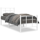 Metal Bed Frame without Mattress with Footboard White 75x190cm 355618
