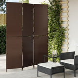 Room Divider 3 Panels Brown Poly Rattan 365357