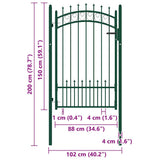 Fence Gate Emmen with Spikes Steel 104x117 cm Green 146385