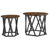 Side Table 2 pcs Smoked Oak Engineered Wood and Steel 868245